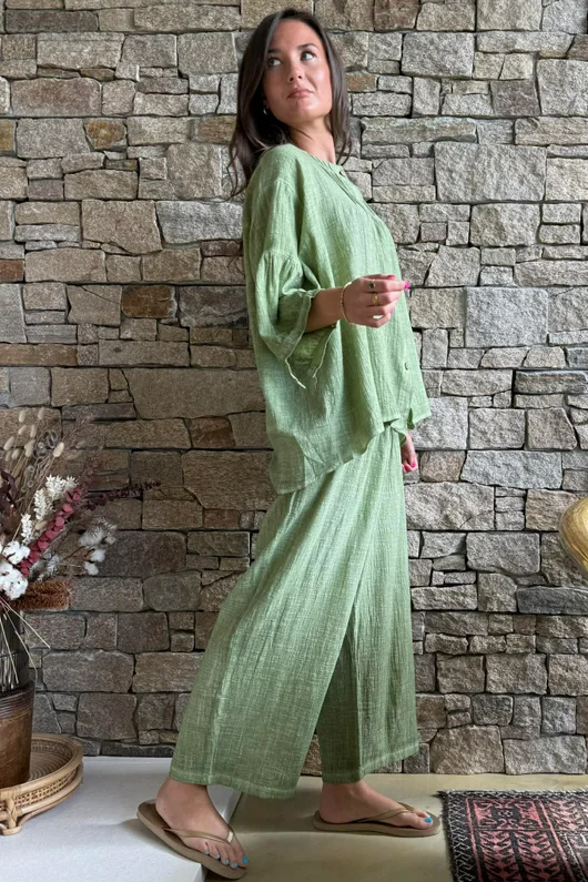 Loom & Thread Pin Tuck Blouse Washed Lawn /40=